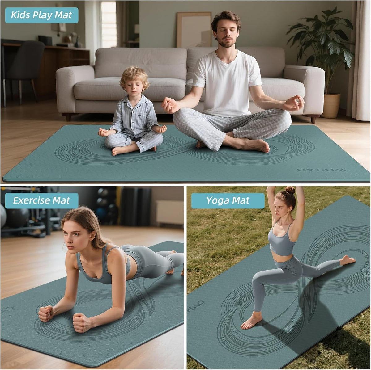 Large 76"x40"x0.4" Yoga Mat