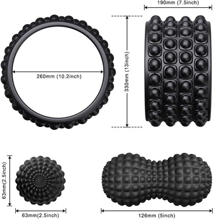 Back Roller Wheel,Back Stretcher,Back Cracker,Yoga Wheel, Foam Roller for Back Pain Relief and Posture Correction with Massage Ball