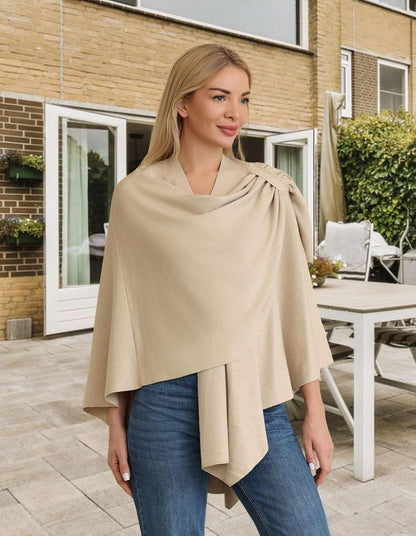 Womens Cross Front Poncho Shawl Wrap Elegant Wedding Formal Gift - Colors B