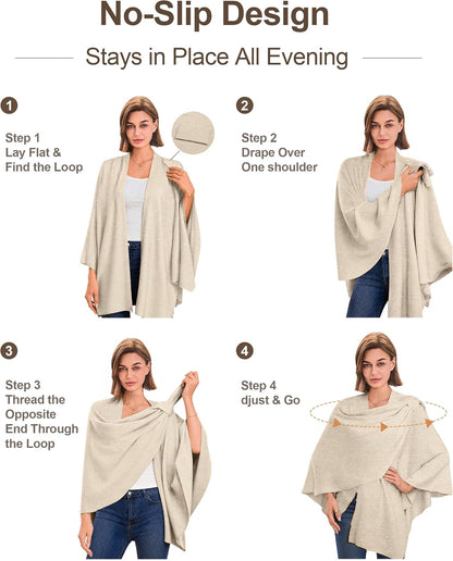 Womens Cross Front Poncho Shawl Wrap Elegant Wedding Formal Gift - Colors B