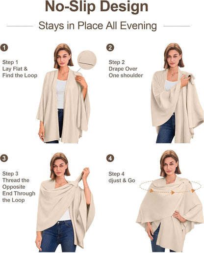 Womens Cross Front Poncho Shawl Wrap Elegant Wedding Formal Gift - Colors B
