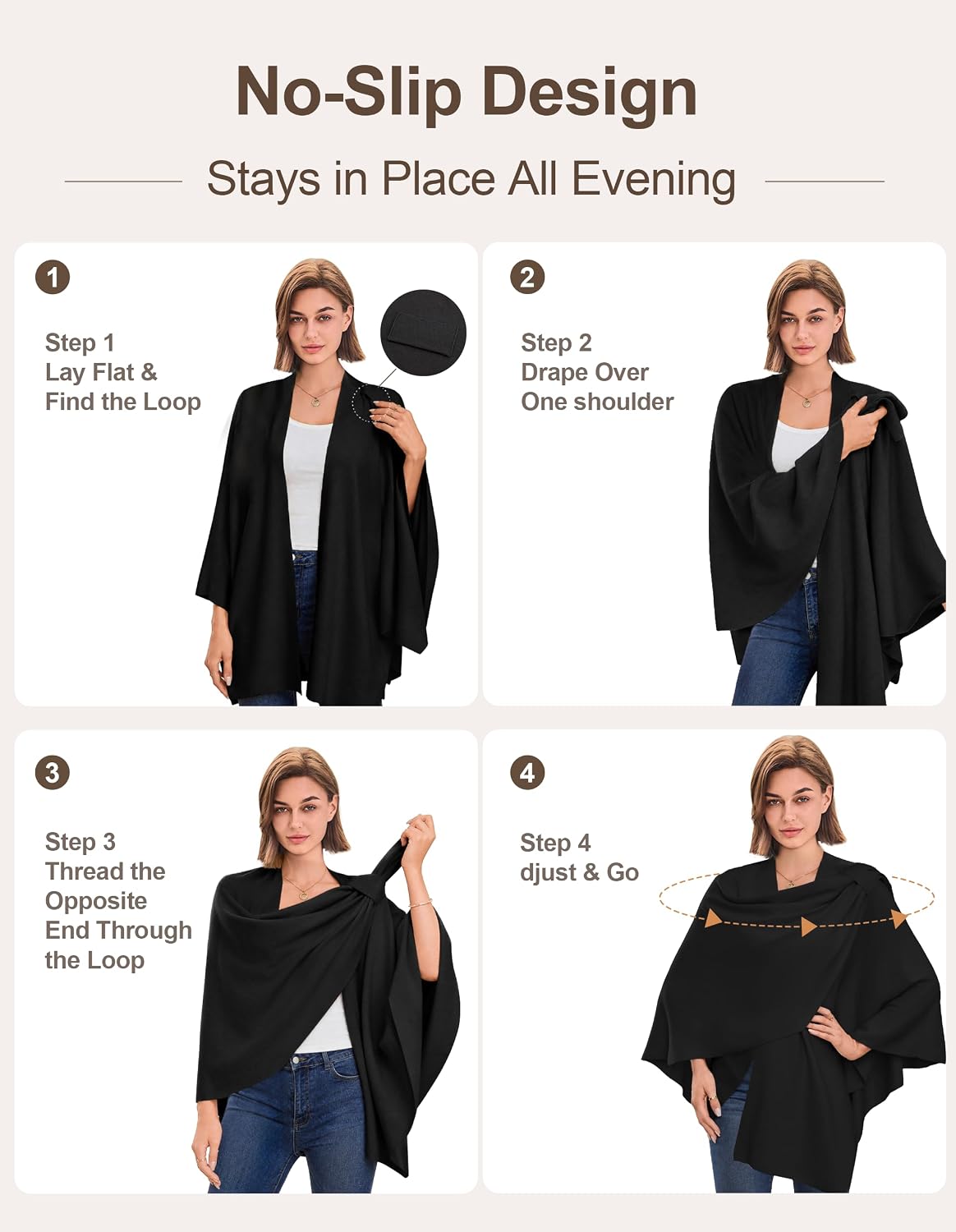 Womens Cross Front Poncho Shawl Wrap Elegant Wedding Formal Gift - Colors B