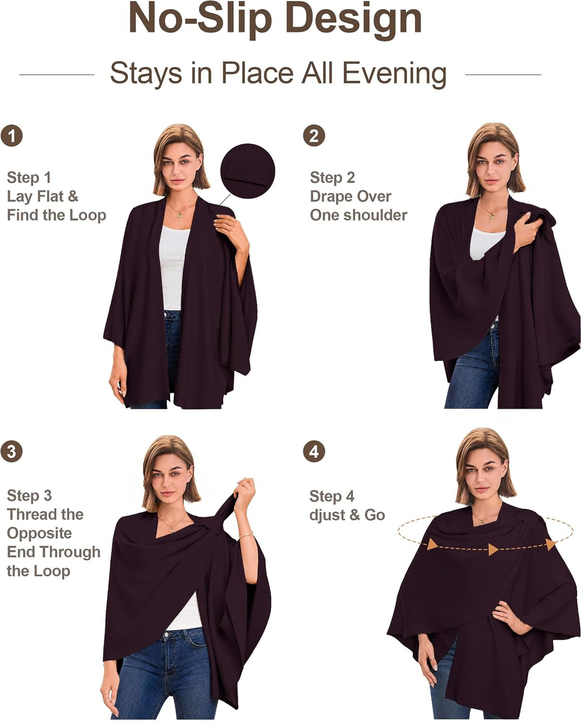 Womens Cross Front Poncho Shawl Wrap Elegant Wedding Formal Gift - Colors B