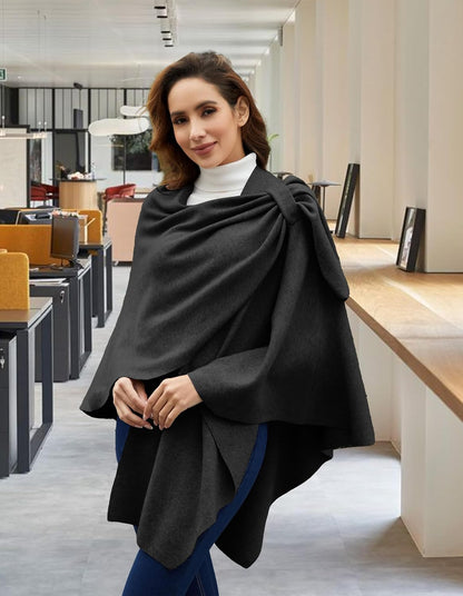 Womens Cross Front Poncho Shawl Wrap Elegant Wedding Formal Gift - Colors B