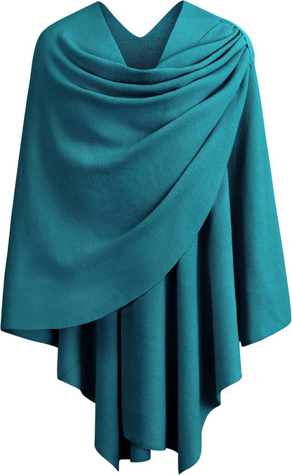 Womens Cross Front Poncho Shawl Wrap Elegant Wedding Formal Gift - Colors B