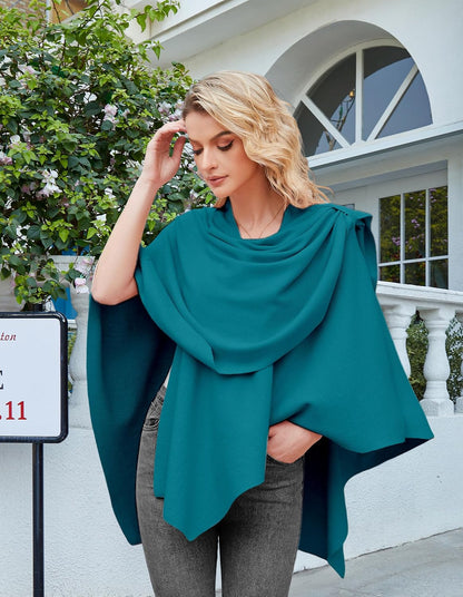 Womens Cross Front Poncho Shawl Wrap Elegant Wedding Formal Gift - Colors B