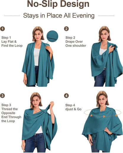 Womens Cross Front Poncho Shawl Wrap Elegant Wedding Formal Gift - Colors B