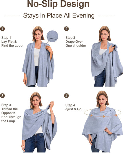 Womens Cross Front Poncho Shawl Wrap Elegant Wedding Formal Gift - Colors B