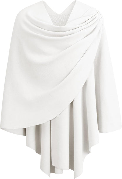 Womens Cross Front Poncho Shawl Wrap Elegant Wedding Formal Gift - Colors B