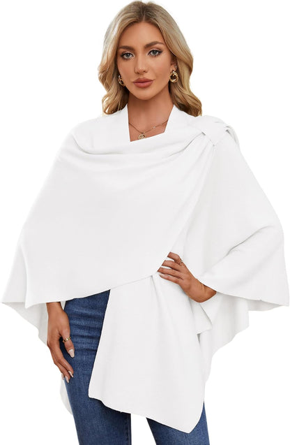 Womens Cross Front Poncho Shawl Wrap Elegant Wedding Formal Gift - Colors B