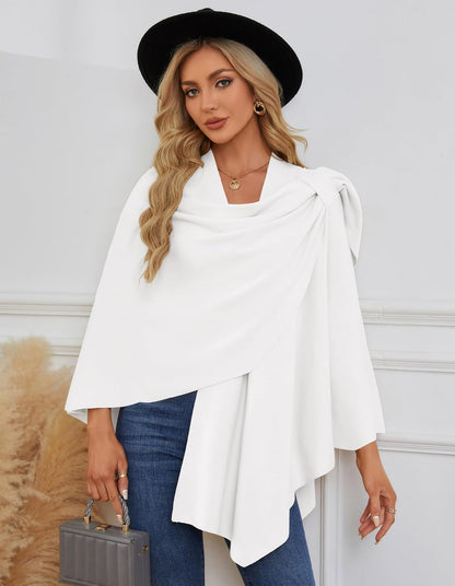 Womens Cross Front Poncho Shawl Wrap Elegant Wedding Formal Gift - Colors B