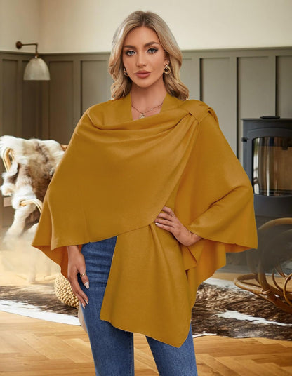 Womens Cross Front Poncho Shawl Wrap Elegant Wedding Formal Gift - Colors B