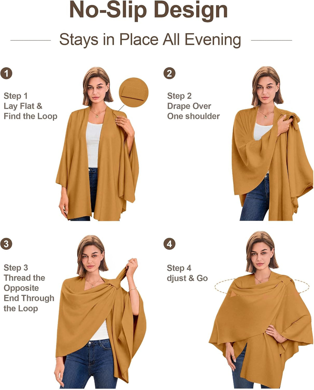 Womens Cross Front Poncho Shawl Wrap Elegant Wedding Formal Gift - Colors B