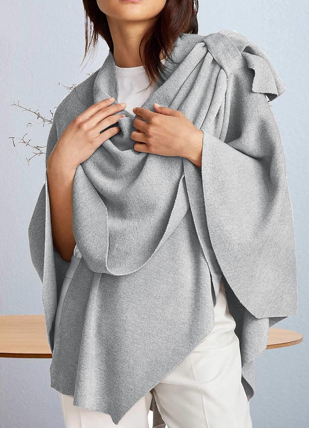 Womens Cross Front Poncho Shawl Wrap Elegant Wedding Formal Gift - Colors B