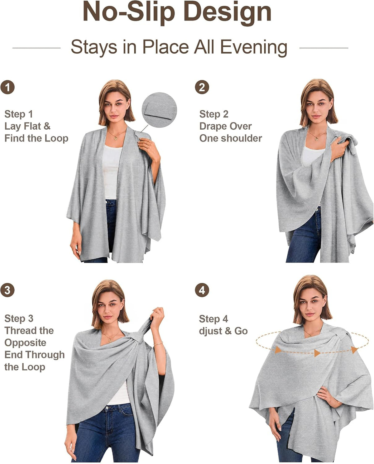 Womens Cross Front Poncho Shawl Wrap Elegant Wedding Formal Gift - Colors B