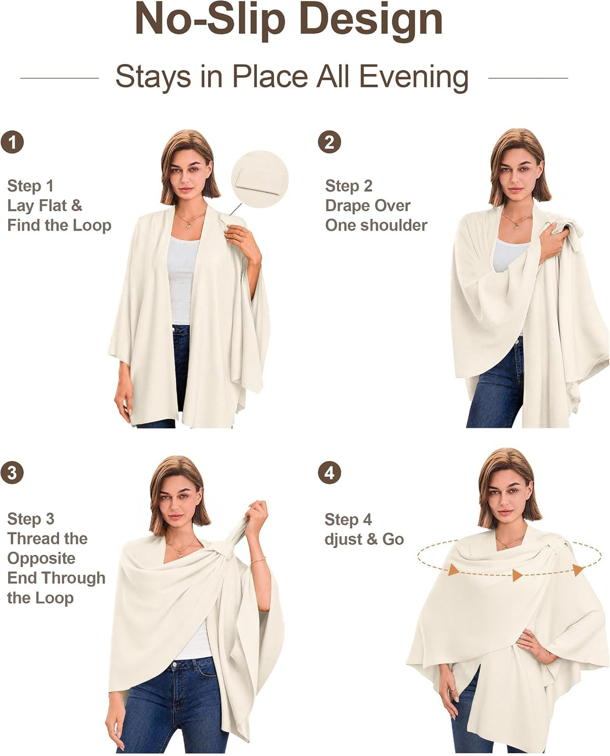 Womens Cross Front Poncho Shawl Wrap Elegant Wedding Formal Gift - Colors B
