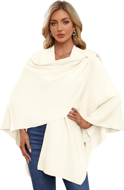 Womens Cross Front Poncho Shawl Wrap Elegant Wedding Formal Gift - Colors B