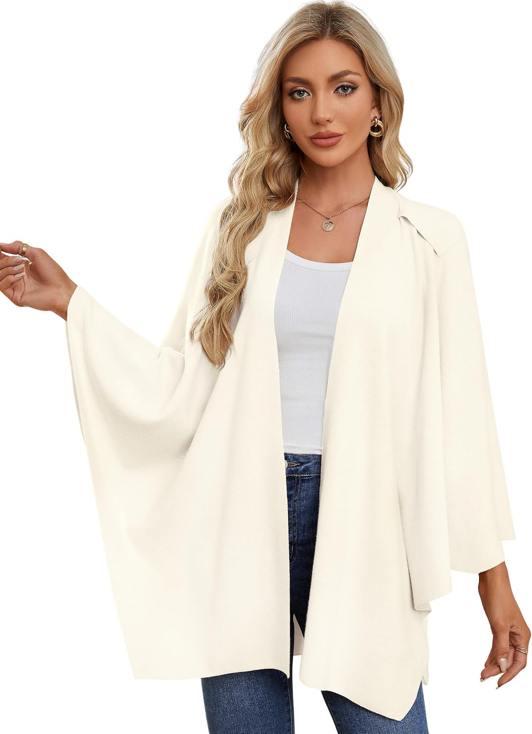 Womens Cross Front Poncho Shawl Wrap Elegant Wedding Formal Gift - Colors B
