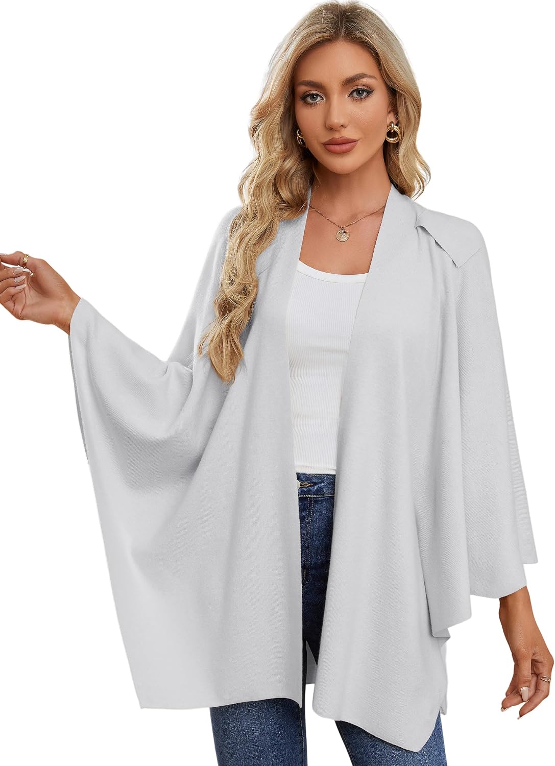 Womens Cross Front Poncho Shawl Wrap Elegant Wedding Formal Gift - Colors B