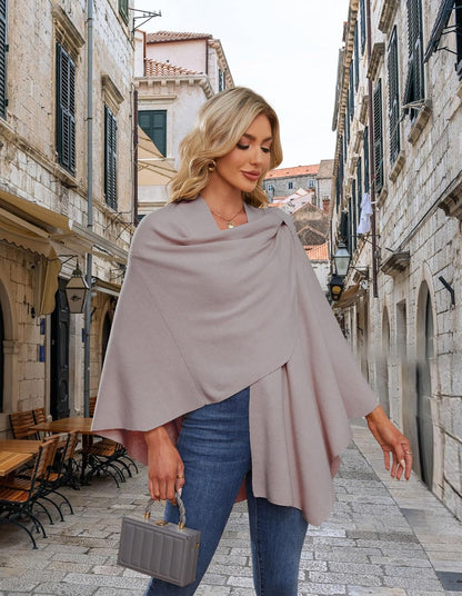 Womens Cross Front Poncho Shawl Wrap Elegant Wedding Formal Gift - Colors B