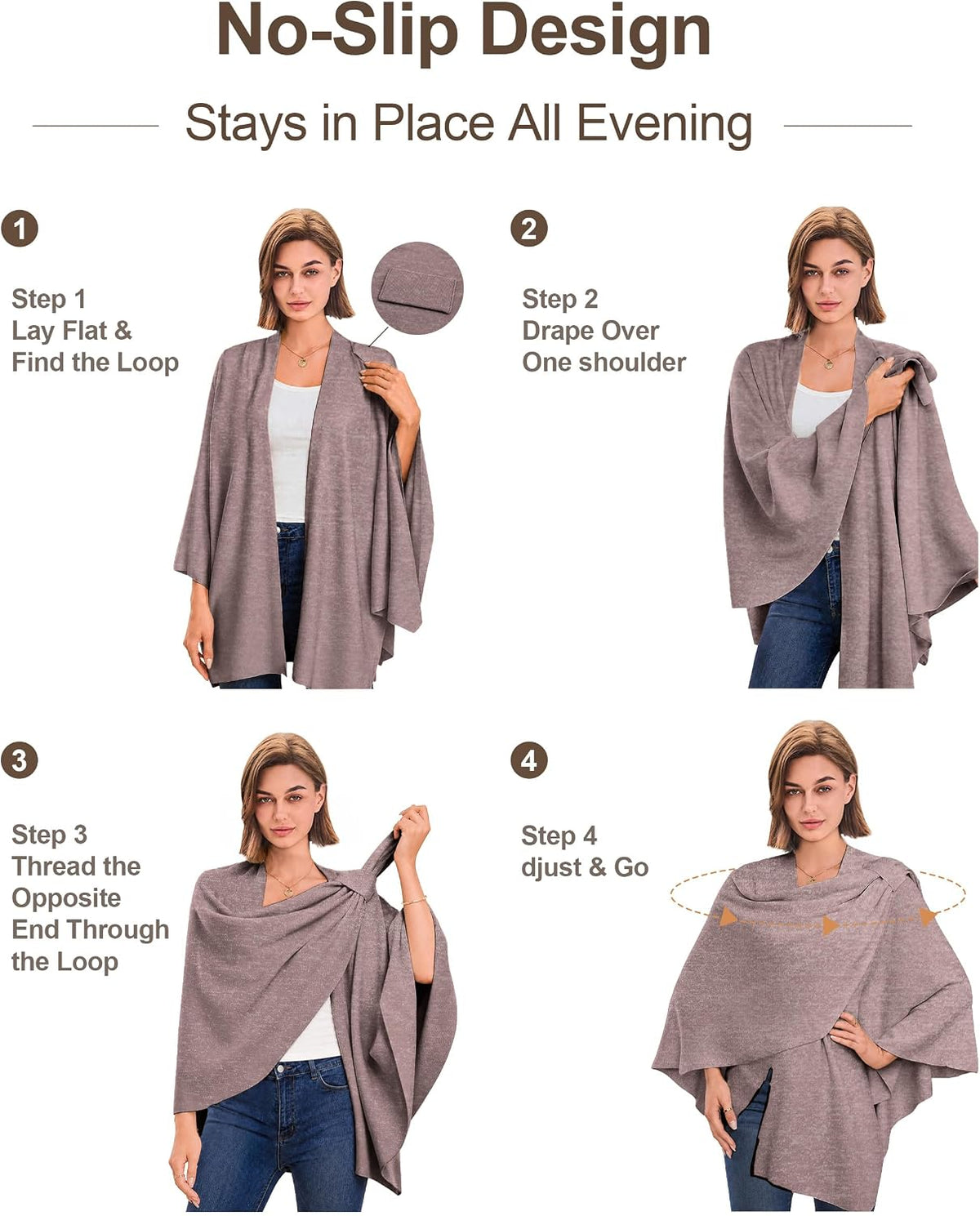 Womens Cross Front Poncho Shawl Wrap Elegant Wedding Formal Gift - Colors B