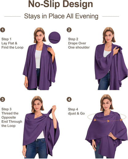 Womens Cross Front Poncho Shawl Wrap Elegant Wedding Formal Gift - Colors B