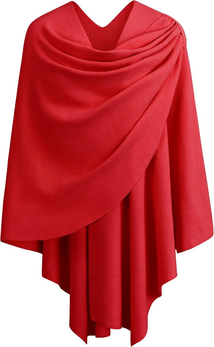 Womens Cross Front Poncho Shawl Wrap Elegant Wedding Formal Gift - Colors B