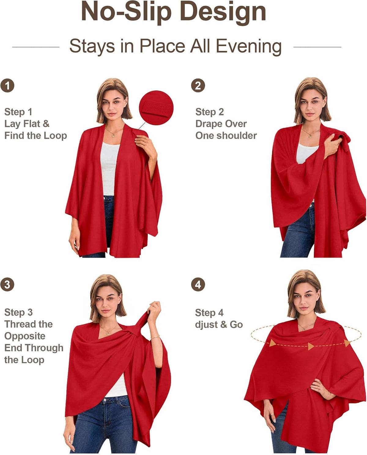 Womens Cross Front Poncho Shawl Wrap Elegant Wedding Formal Gift - Colors B