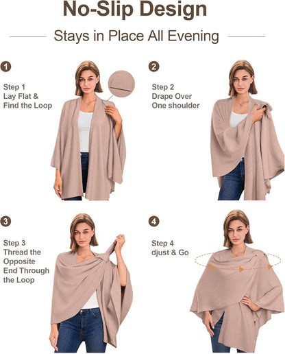 Womens Cross Front Poncho Shawl Wrap Elegant Wedding Formal Gift - Colors B