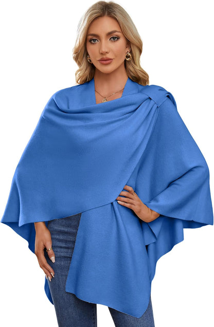 Womens Cross Front Poncho Shawl Wrap Elegant Wedding Formal Gift - Colors B