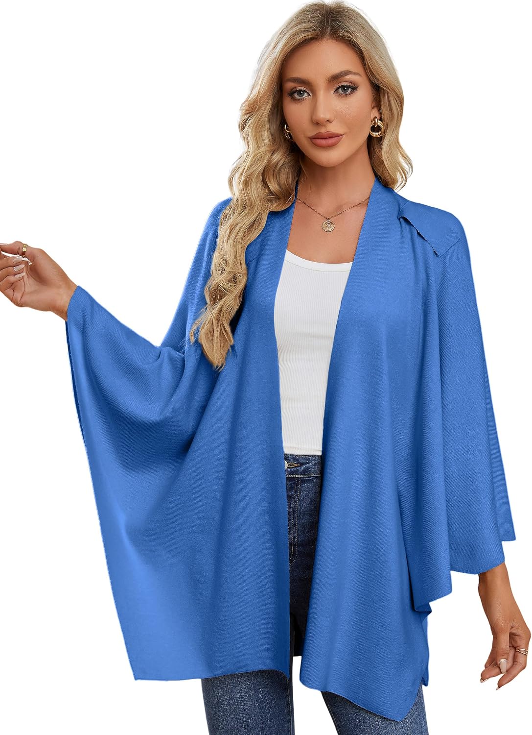 Womens Cross Front Poncho Shawl Wrap Elegant Wedding Formal Gift - Colors B