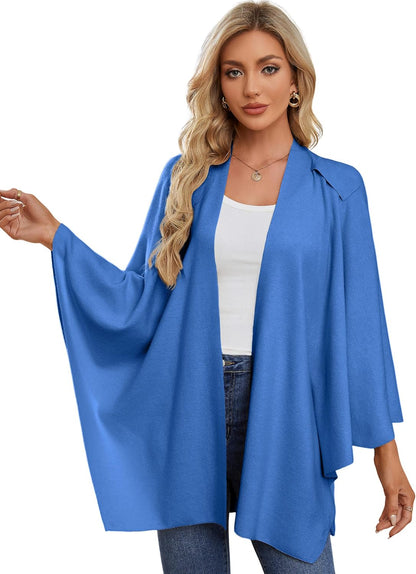 Womens Cross Front Poncho Shawl Wrap Elegant Wedding Formal Gift - Colors B