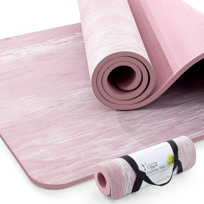 Extra Thick Yoga Mat, 2/5 Inch (10MM), Natural Rubber and TPE Non Slip Yoga Mats with Strap for Women Men, Eco Friendly Exercise Mat for Yoga, Pilates and Home Workout