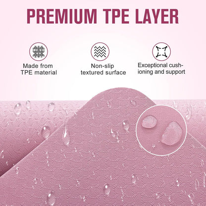 Extra Thick Yoga Mat, 2/5 Inch (10MM), Natural Rubber and TPE Non Slip Yoga Mats with Strap for Women Men, Eco Friendly Exercise Mat for Yoga, Pilates and Home Workout