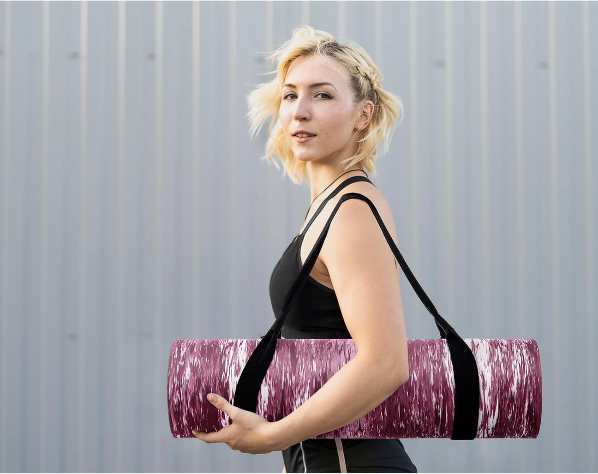 Extra Thick Yoga Mat, 2/5 Inch (10MM), Natural Rubber and TPE Non Slip Yoga Mats with Strap for Women Men, Eco Friendly Exercise Mat for Yoga, Pilates and Home Workout