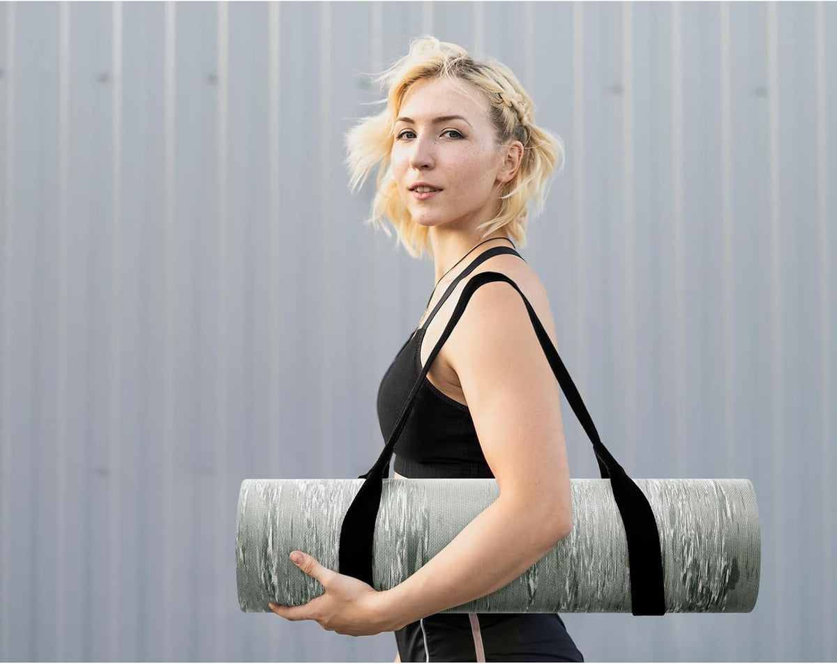 Extra Thick Yoga Mat, 2/5 Inch (10MM), Natural Rubber and TPE Non Slip Yoga Mats with Strap for Women Men, Eco Friendly Exercise Mat for Yoga, Pilates and Home Workout