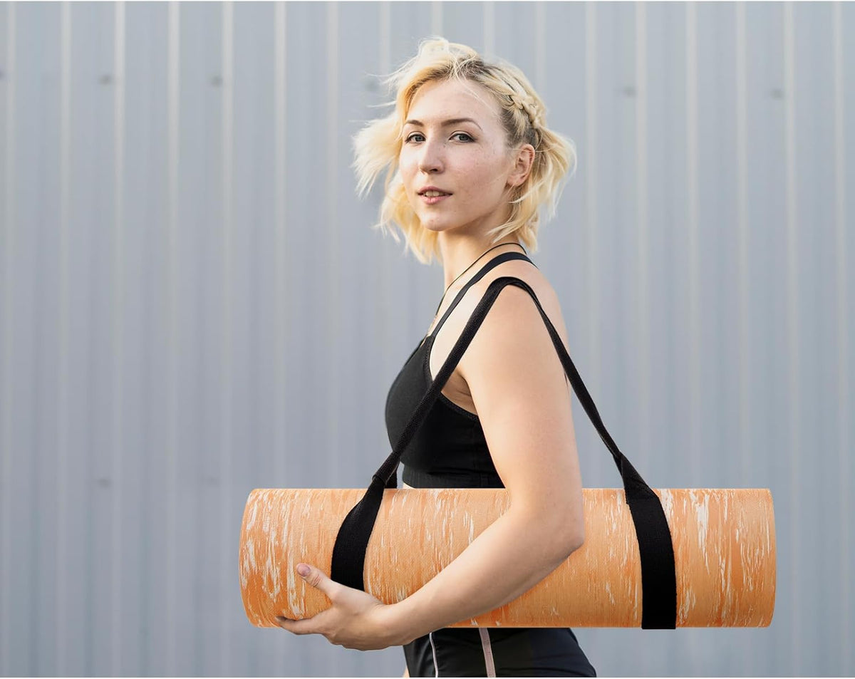 Extra Thick Yoga Mat, 2/5 Inch (10MM), Natural Rubber and TPE Non Slip Yoga Mats with Strap for Women Men, Eco Friendly Exercise Mat for Yoga, Pilates and Home Workout