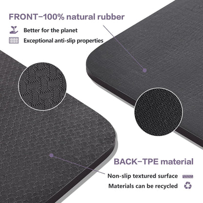 Extra Thick Yoga Mat, 2/5 Inch (10MM), Natural Rubber and TPE Non Slip Yoga Mats with Strap for Women Men, Eco Friendly Exercise Mat for Yoga, Pilates and Home Workout