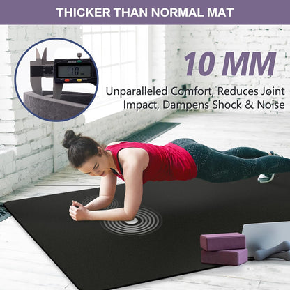 Extra Thick Yoga Mat, 2/5 Inch (10MM), Natural Rubber and TPE Non Slip Yoga Mats with Strap for Women Men, Eco Friendly Exercise Mat for Yoga, Pilates and Home Workout