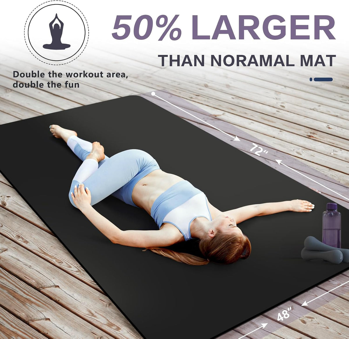 Extra Thick Yoga Mat, 2/5 Inch (10MM), Natural Rubber and TPE Non Slip Yoga Mats with Strap for Women Men, Eco Friendly Exercise Mat for Yoga, Pilates and Home Workout