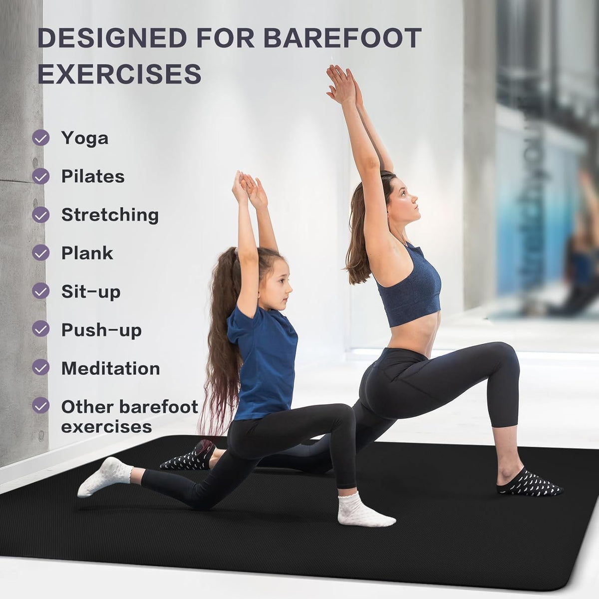 Extra Thick Yoga Mat, 2/5 Inch (10MM), Natural Rubber and TPE Non Slip Yoga Mats with Strap for Women Men, Eco Friendly Exercise Mat for Yoga, Pilates and Home Workout