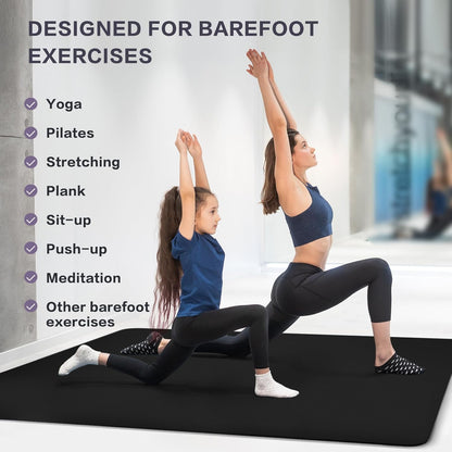 Extra Thick Yoga Mat, 2/5 Inch (10MM), Natural Rubber and TPE Non Slip Yoga Mats with Strap for Women Men, Eco Friendly Exercise Mat for Yoga, Pilates and Home Workout