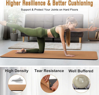 Cork Yoga Mat 1/4 & 2/5 Inch Thick 72 x 26 in