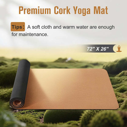 Cork Yoga Mat 1/4 & 2/5 Inch Thick 72 x 26 in