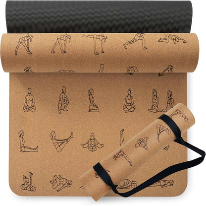 Cork Yoga Mat 1/4 & 2/5 Inch Thick 72 x 26 in