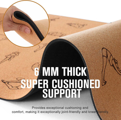 Cork Yoga Mat 1/4 & 2/5 Inch Thick 72 x 26 in