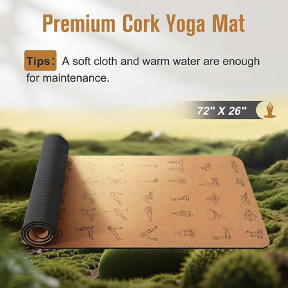 Cork Yoga Mat 1/4 & 2/5 Inch Thick 72 x 26 in