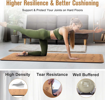 Cork Yoga Mat 1/4 & 2/5 Inch Thick 72 x 26 in