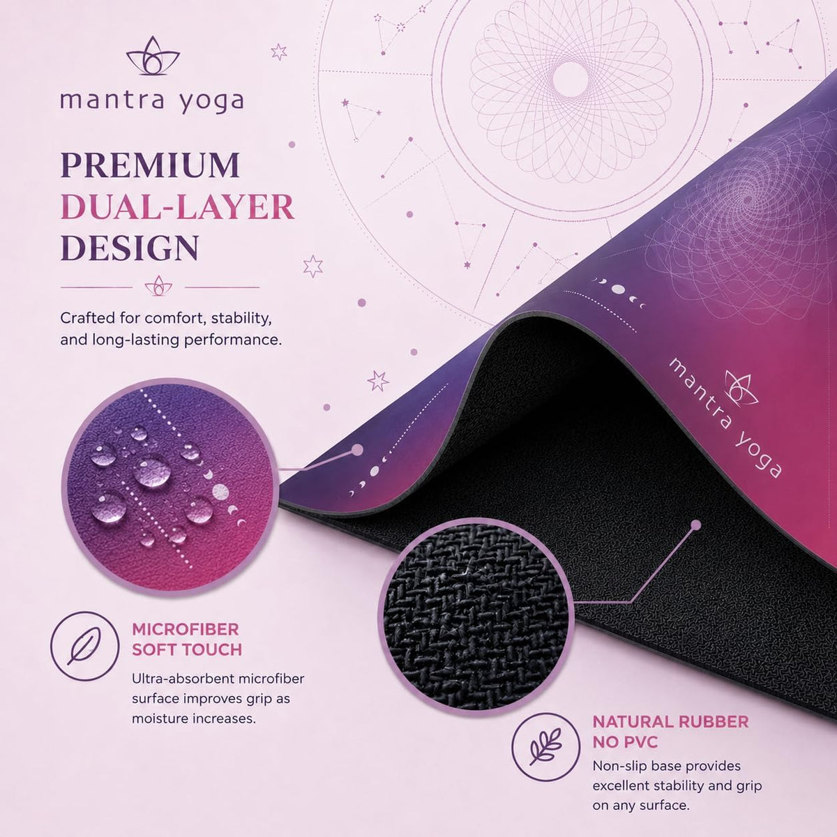 Travel PRO 1.5mm with Knee Pad - Foldable Fitness & Exercise Mat with Bag | Lightweight, Compact & Eco-Friendly | Non-Slip & Washable | For All Types of Yoga | 72" L x 24" W | 2.6 lbs