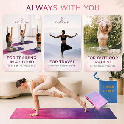 Travel PRO 1.5mm with Knee Pad - Foldable Fitness & Exercise Mat with Bag | Lightweight, Compact & Eco-Friendly | Non-Slip & Washable | For All Types of Yoga | 72" L x 24" W | 2.6 lbs